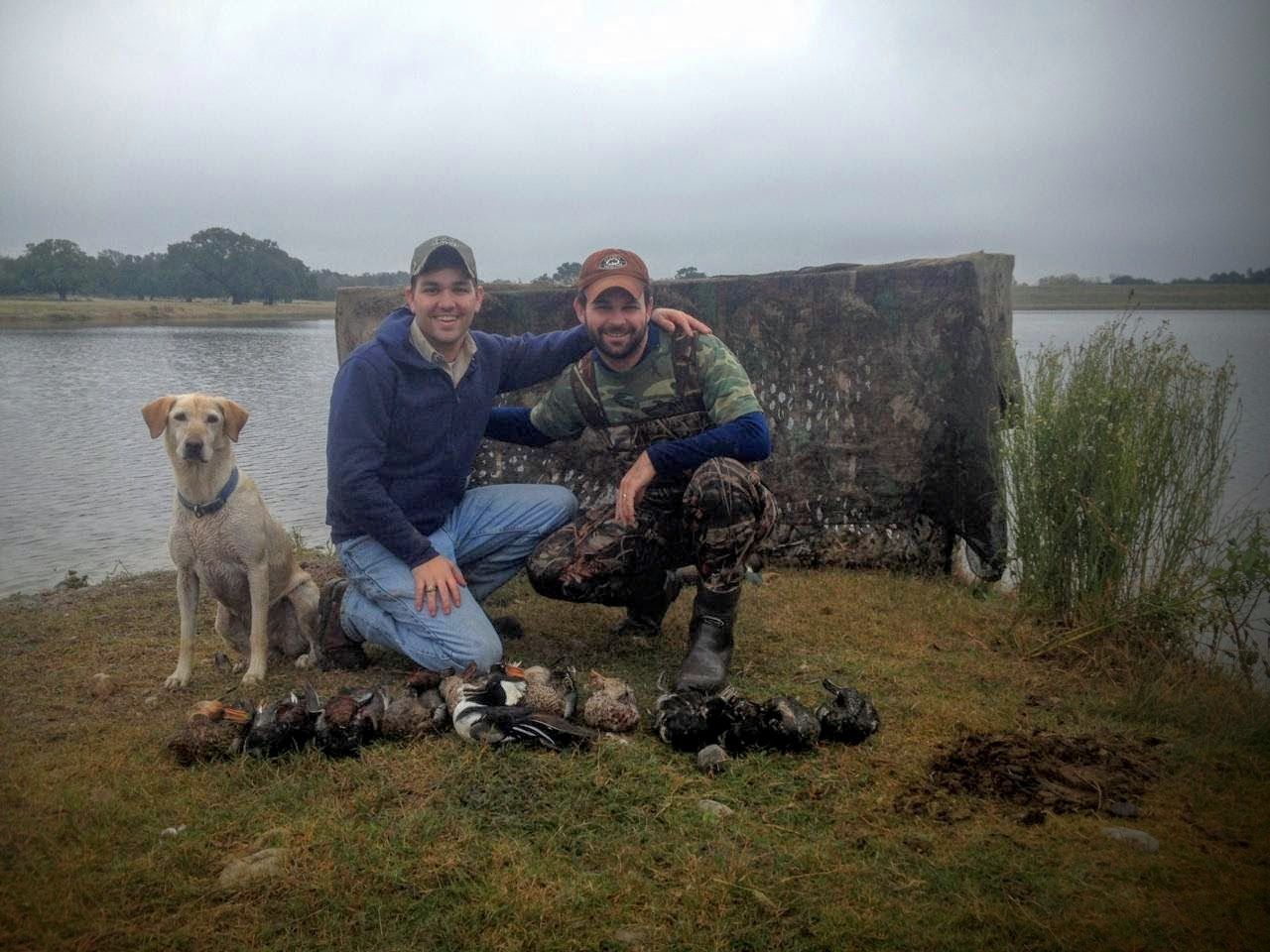 Hunters and their Lab at the blind