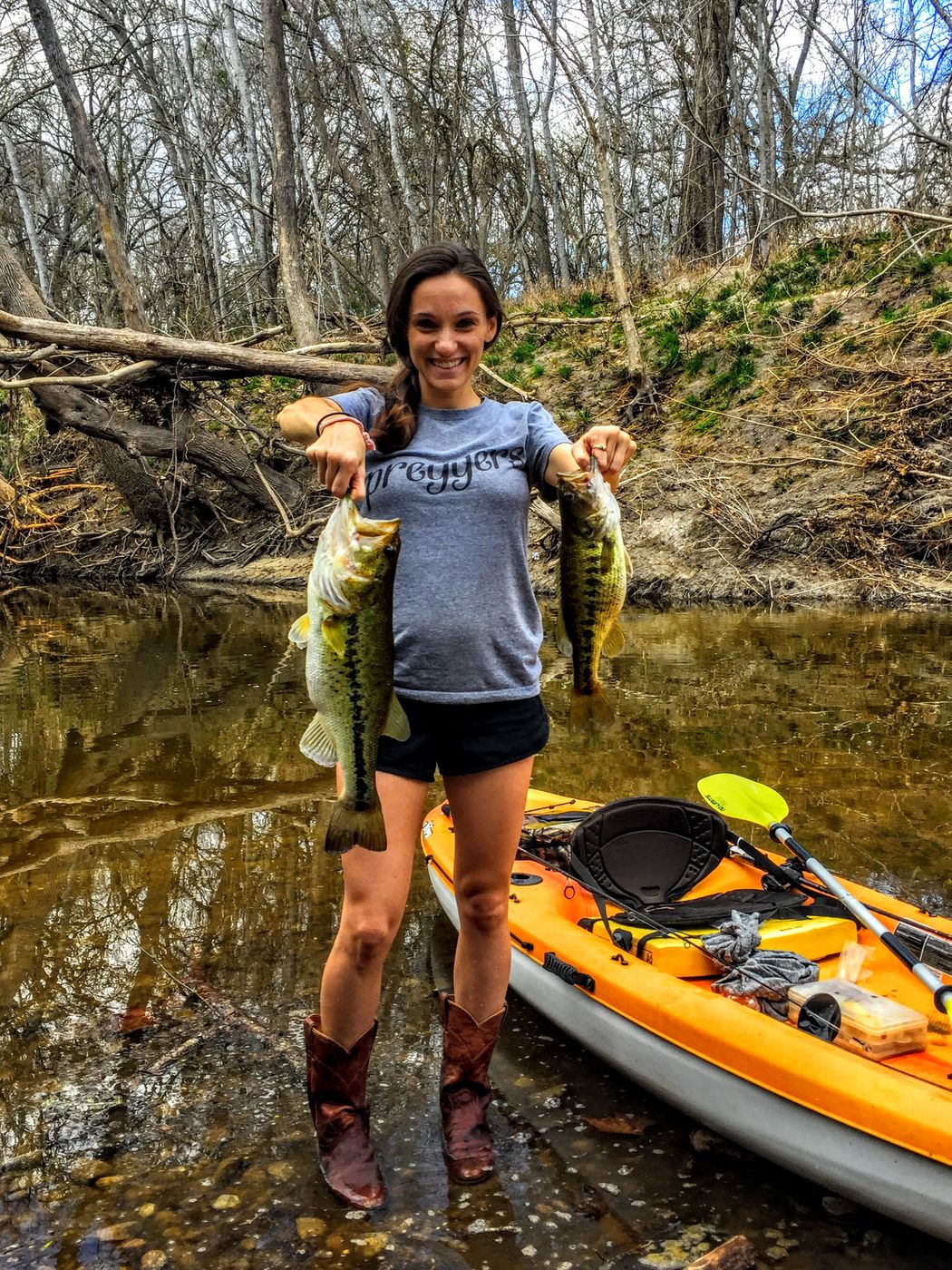Kayak fishing on the creek
